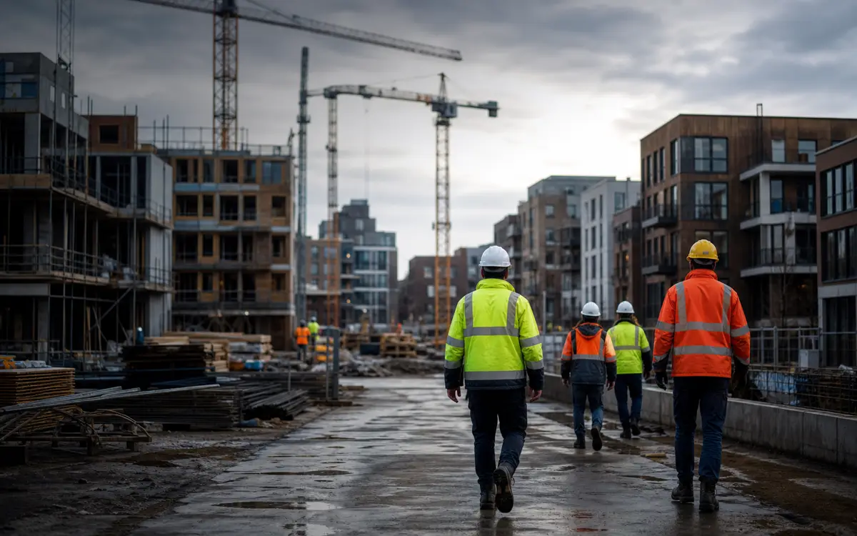 Netherlands construction teams and cranes